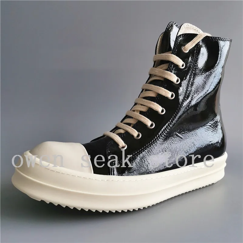 Черный 19ss Owen Seak/мужская повседневная парусиновая обувь роскошные кроссовки спортивные ботинки с высоким берцем на шнуровке брендовые туфли на плоской подошве на молнии Большие размеры - Цвет: Черный