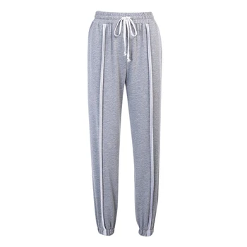 

Women Patchwork Sport Pants, Autumn Adults High Waist Trousers with Drawstring Slant Pocket