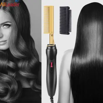 

Alileader Hot Comb Straightener Flat Iron Hot Heating Comb Iron Straightening Brush Corrugation Curling Iron Hair Curler Comb