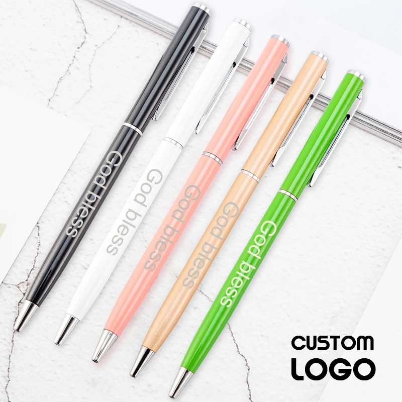 5pcs Metal Customized LOGO Crave Names Ballpoint Pens Hotel Advertising Promotion Color Pen Student Stationery Child Gifts Prize octopus stitching pen highlighter fluorescent pens marker silica gel water color child