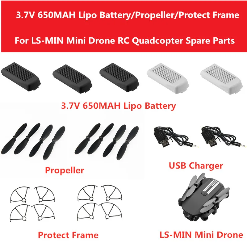 Portable Mini Drone Battery 3.7V 650mAh RC Quadcopter Spare Accessories 
