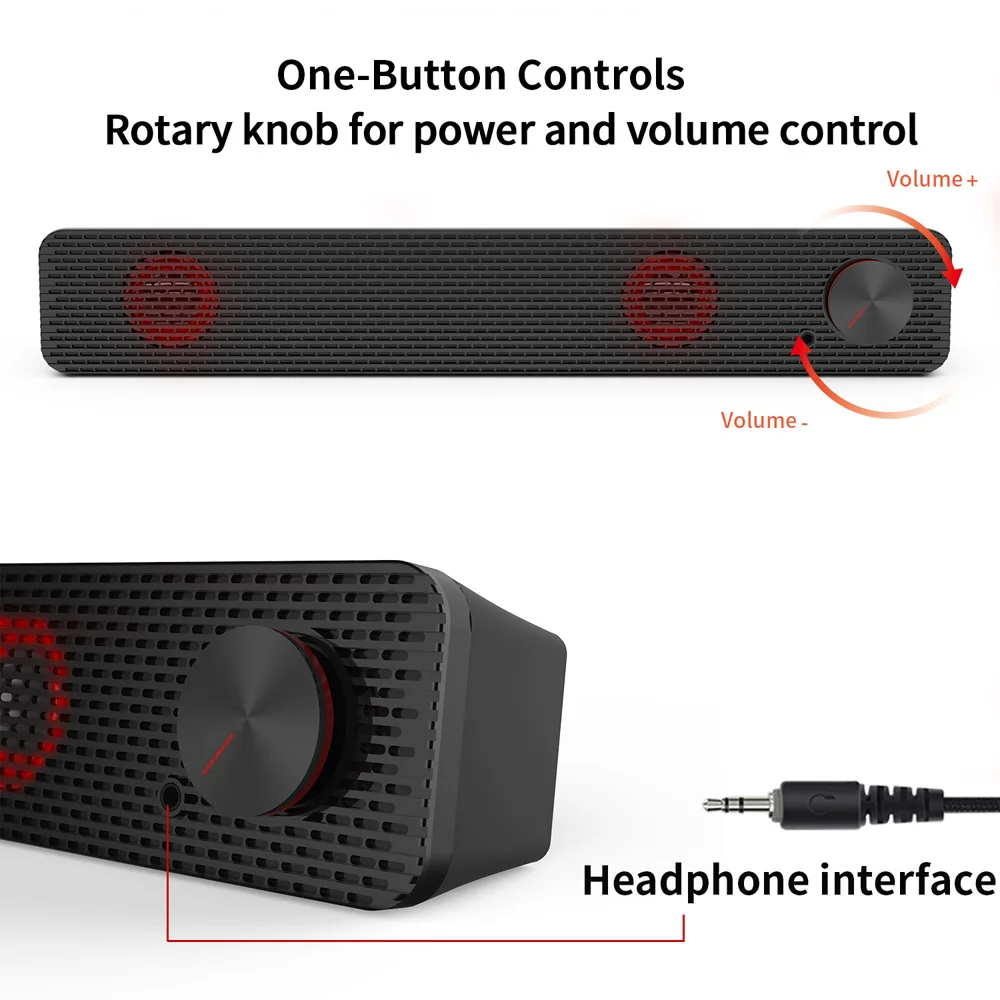 Smalody Саундбар 10 Вт компьютерный динамик 3,5 мм проводной динамик HiFi стерео звуковая панель динамики с питанием от USB для ноутбука компьютера телефонов