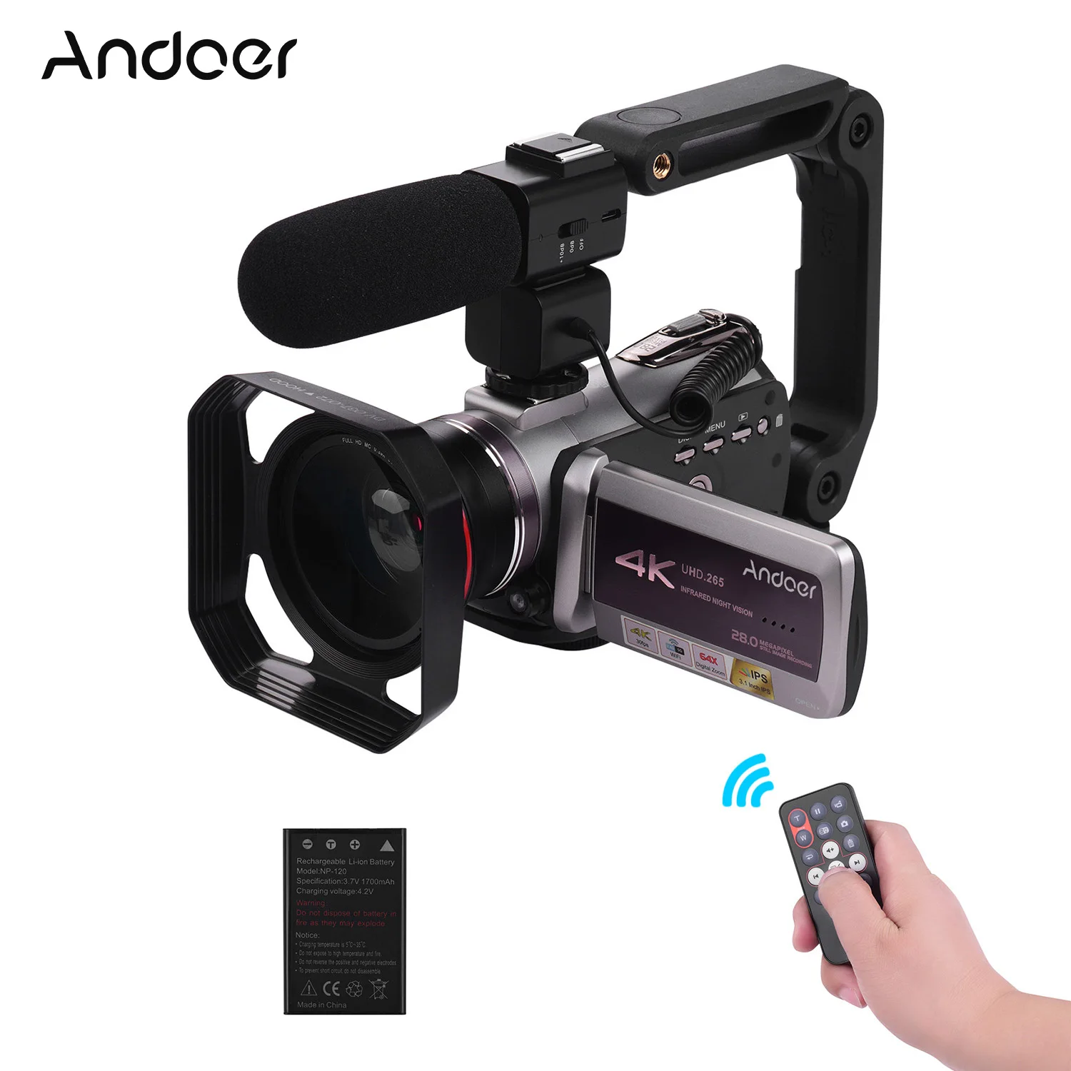 Andoer Real 4K 30FPS WiFi цифровая видеокамера 3 1 дюймов ips сенсорный экран 64X цифровой зум ИК