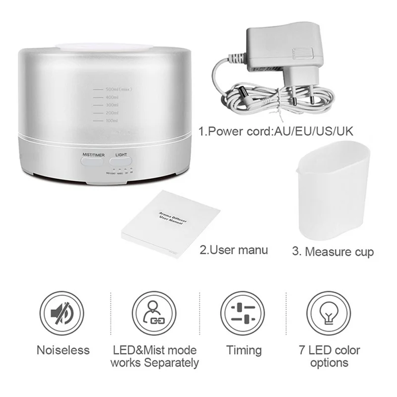 white ZIFENGZHILIAN, 500 мл, Bluetooth, диффузор эфирного масла, холодный туман, увлажнитель воздуха, светодиодный, меняющий цвет - Цвет: white
