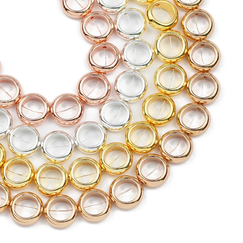 JHNBY Gold Silvers 12x8mm Runde Kreis Hämatit Natürliche Stein Spacer Lose Perlen Für Schmuck Machen Diy armbänder zubehör – Detail 3