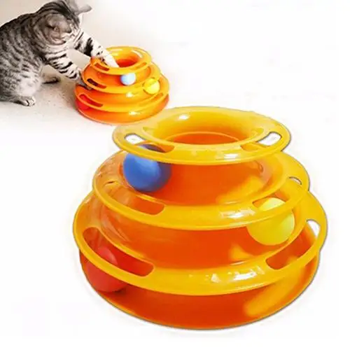 

Pet Toy Games Funny Interactive Trilaminar Disk Plate Ball Cat Kitten Play Teaser Perfect for your pet daily play, entertainment