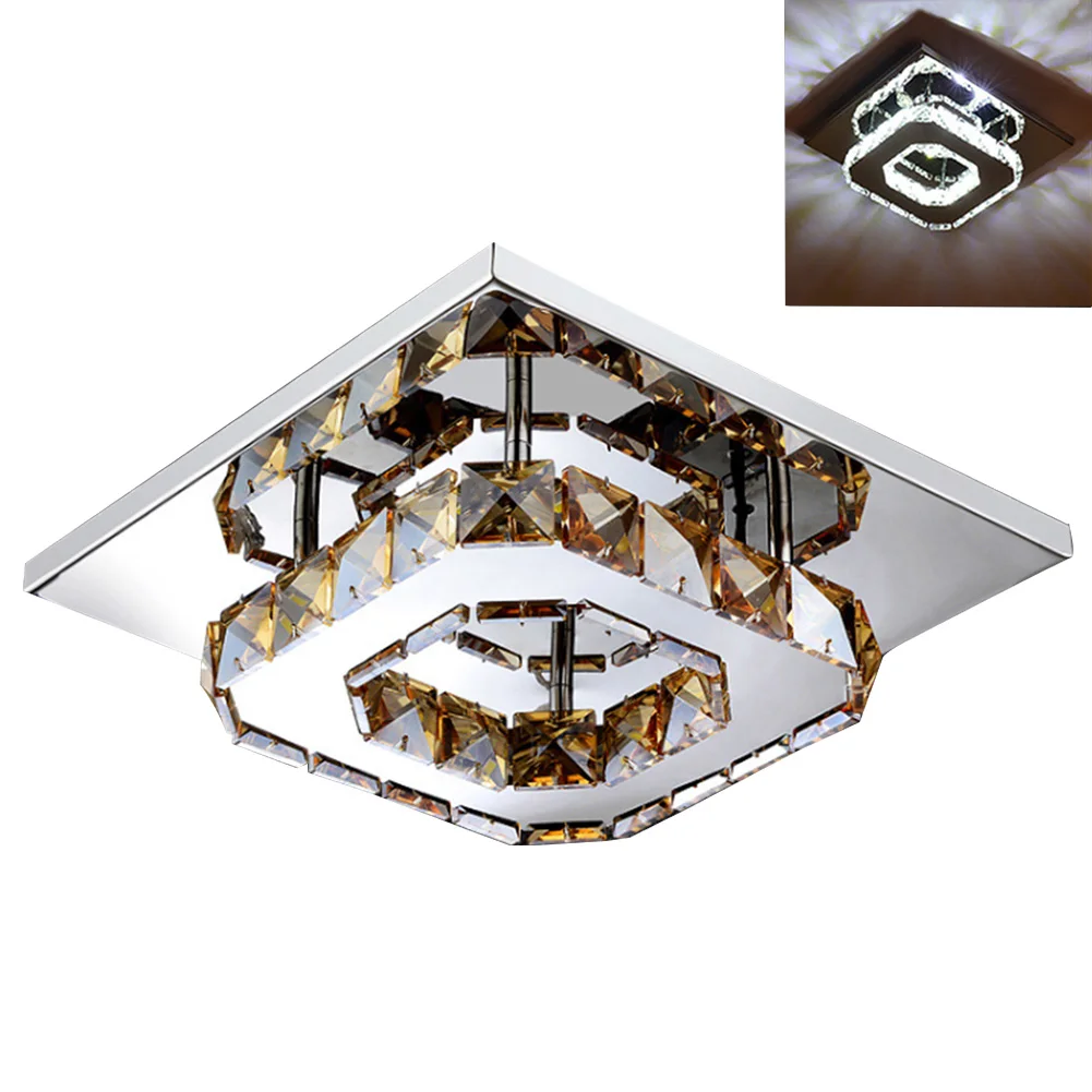 

Crystal Balcony Led Bedroom Square Dining Room Hallway Ceiling Light Modern Surface Mounted Home Anti Glare Kitchen Decoration