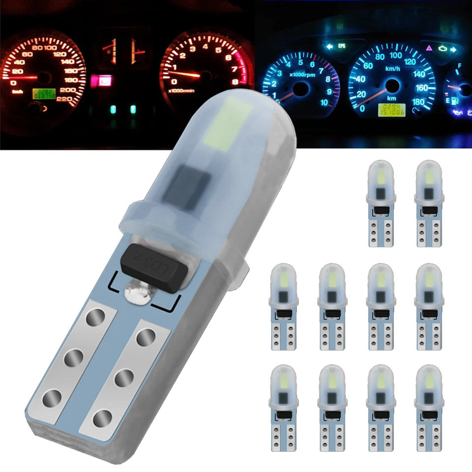 T5 Led Car Interior Light Indicator Dashboard Gauge Instrument Wedge Lamp Auto Signal Light 12V 1/10PCS