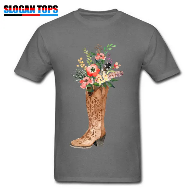 Camiseta de grupo, camisetas personalizadas para hombres, camisetas Funky con estampado de ramo de botas de vaquero, camisetas 100% de para hombres, ropa Vintage de manga - AliExpress