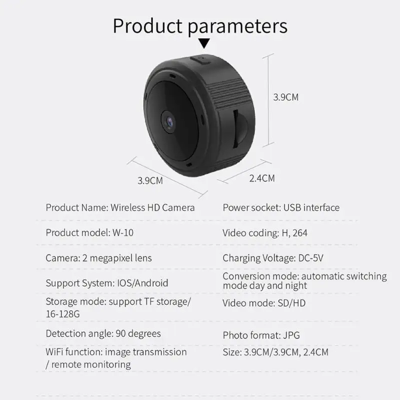 W10 WiFi 1080P микро IP камера беспроводной дистанционный мониторинг инфракрасного ночного видения движения мини видеокамера