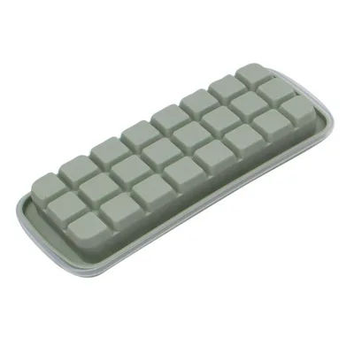 Army Green 24 Сетки силиконовые льдом Куба лоток плесень с прозрачной крышкой Лето; мороженое чайник Форма формы форма для льда матовый корпус нетоксичный - Цвет: Army Green
