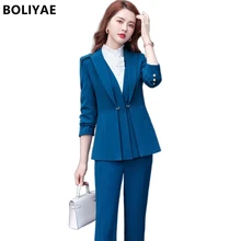 Boliyae – costume de bureau pour femme, veste élégante à manches longues et pantalon, 2 pièces, nouvelle collection automne hiver 