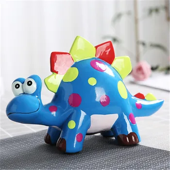 

Nordic Ceramic Piggy Bank Home Children's Gift Hand-painted Cute Stegosaurus Piggy Bank Creative Cartoon Home Decor A1496