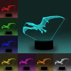 NiteApps Peranodon динозавр 3D RGB светодиодный ночник настольная лампа иллюзия Лампа подарок на день рождения приложение/сенсорное управление