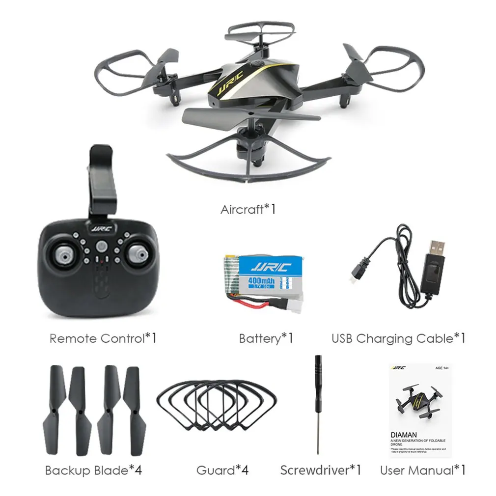Black H44WH складной Дрон в форме бриллианта 720P WiFi камера Квадрокоптер для селфи, Дрон с пультом дистанционного управления бесголовый режим Вертолет VS H37 - Цвет: Black
