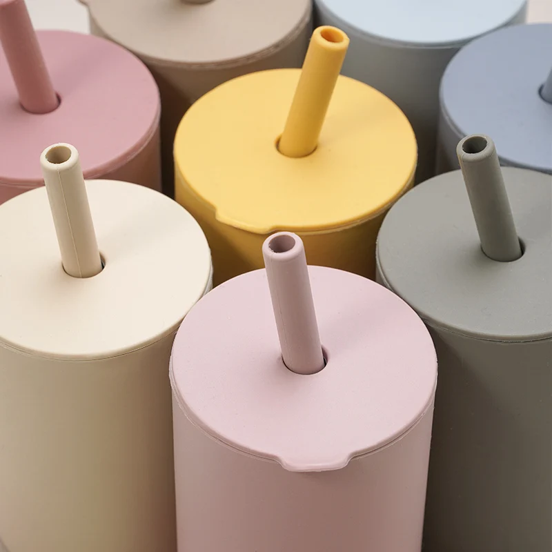 Custom Hight Super Soft Training Nontoxic Drinking Straw Cleaners Organic Detachable Sensory Sippy Silicone Tumbler Silicone Cup 4