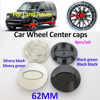 

4pcs ABS Car 62mm Wheel Center Hub Caps Emblem Black /Green/Silvery for Range Discovery Freelander Evoque Logo