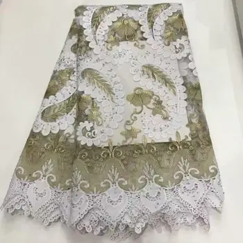

Beautiful African Lace Fabric With Beads Embroidery 5yards For Women Wedding Latest Nigerian French Tulle Lace Fabric Red A552