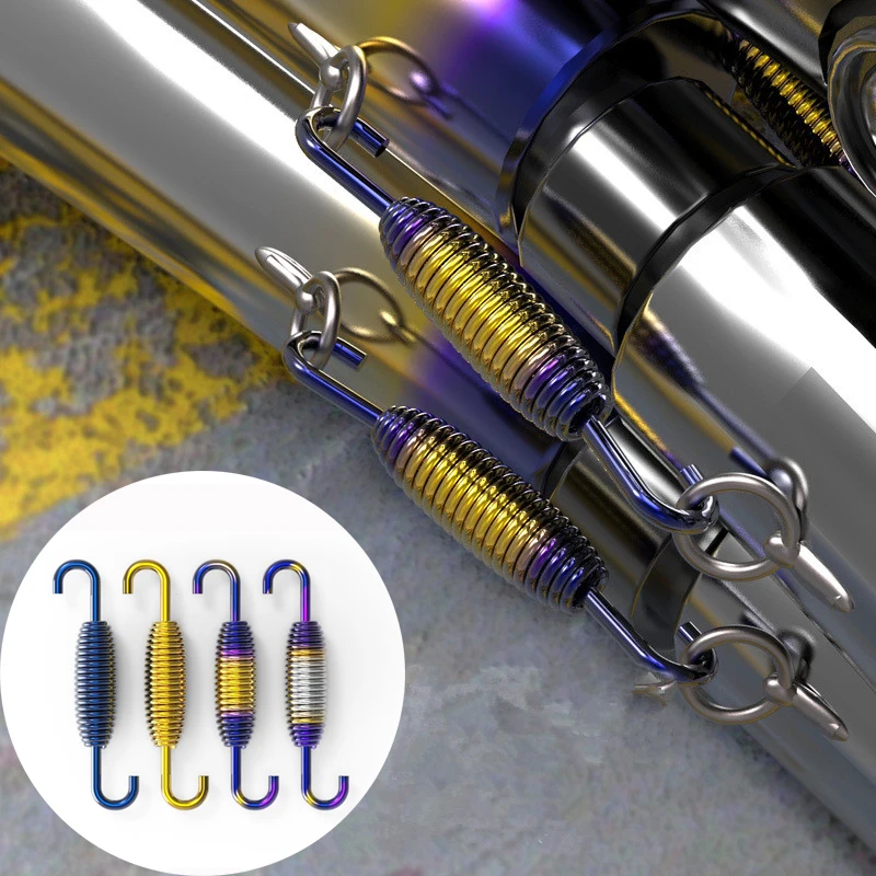 

2Pcs Universal Motorcycle Exhaust Modified Reinforcement Spring Stainless Steel Bluing Gold Springs Hooks Motorcycle Accessories