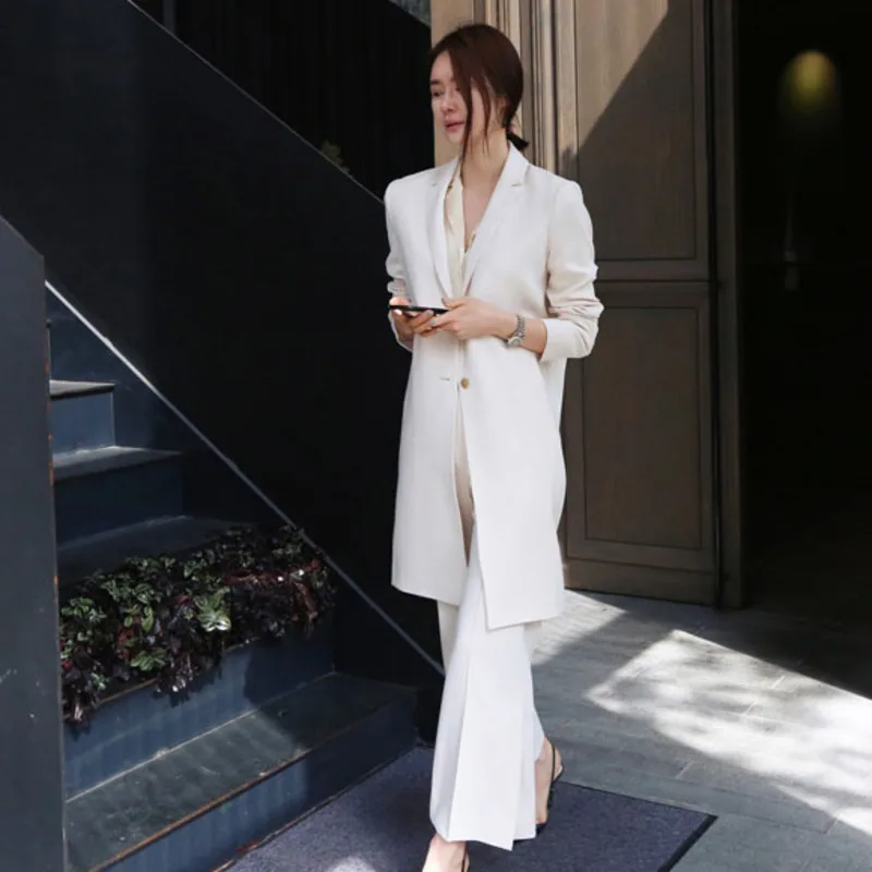 

TVVOVVINSolid Color Long Sleeve Single-breasted Woman Ladies Office Blazer Trousers Suit Simple Fashion 2019 Autumn New F148