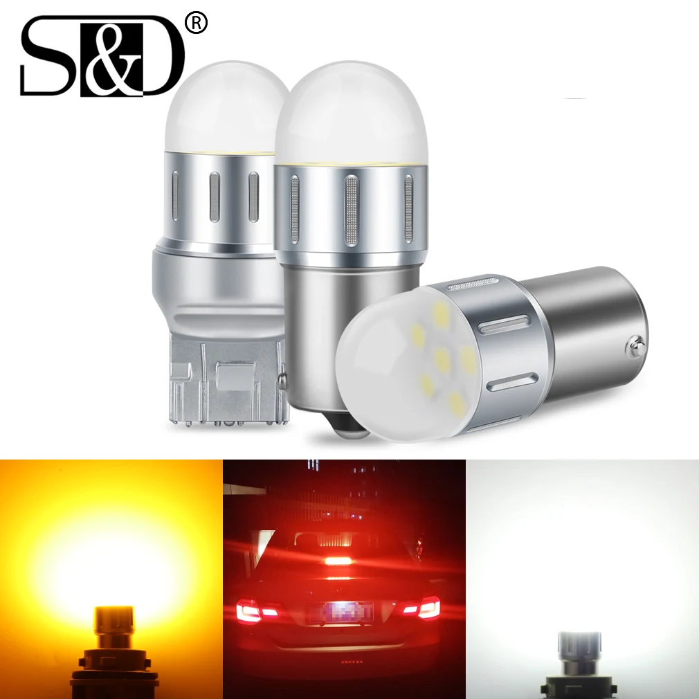 Exquisite 1pc T20 Led W21/5w W21w 7440 7443 1156 Ba15s Bau15s P21w Led  Py21w 1157 Bay15d Ba15d Baz15d P21 5w Car Reverse Light Drl Bulb P27w T25  3157