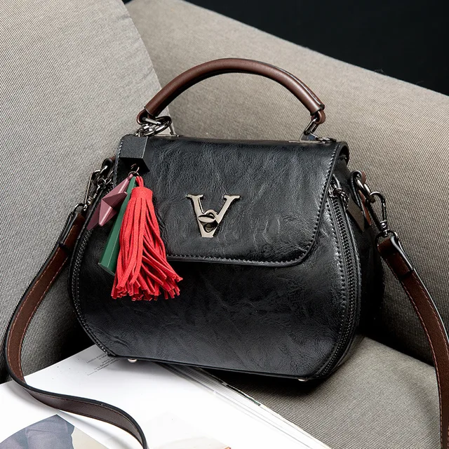 Cow Leather Women Shoulder Bags 2021 Solid Color Crossbody Messenger Purse Retro Top-Handle Bag Tote Shopping Handbags black