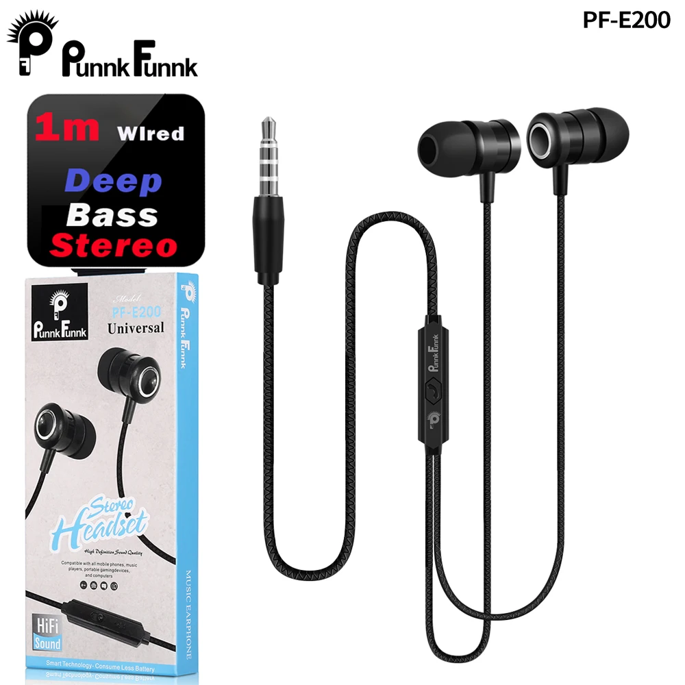 

PunnkFunnk Deep Bass Stereo Head Phones In-Ear Sport Earphones W/Mic For Xiaomi IPhone Samsung Earbud Fone De Ouvido Auriculares