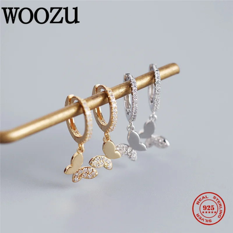Модные корейские серьги-подвески WOOZU с цирконом и бабочкой для женщин 2020