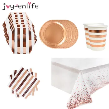 

Bachelorette Party Supplies Rose Gold Theme Disposable Tableware Champagne Cup Plate Straws Birthday Party Decorations Adult