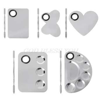 

Stainless Steel Paint Palette Tray Mixing Rod Spatula Set For Watercolor Oil Painting Makeup Drop Shipping