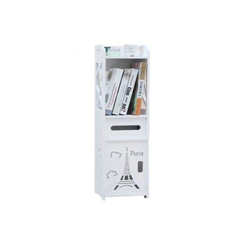 

Bathroom Cabinet Floor-Standing Bathroom Toilet Furniture Cabinet White Wood-Plastic Board Cupboard Shelf Tissue Storage Rack