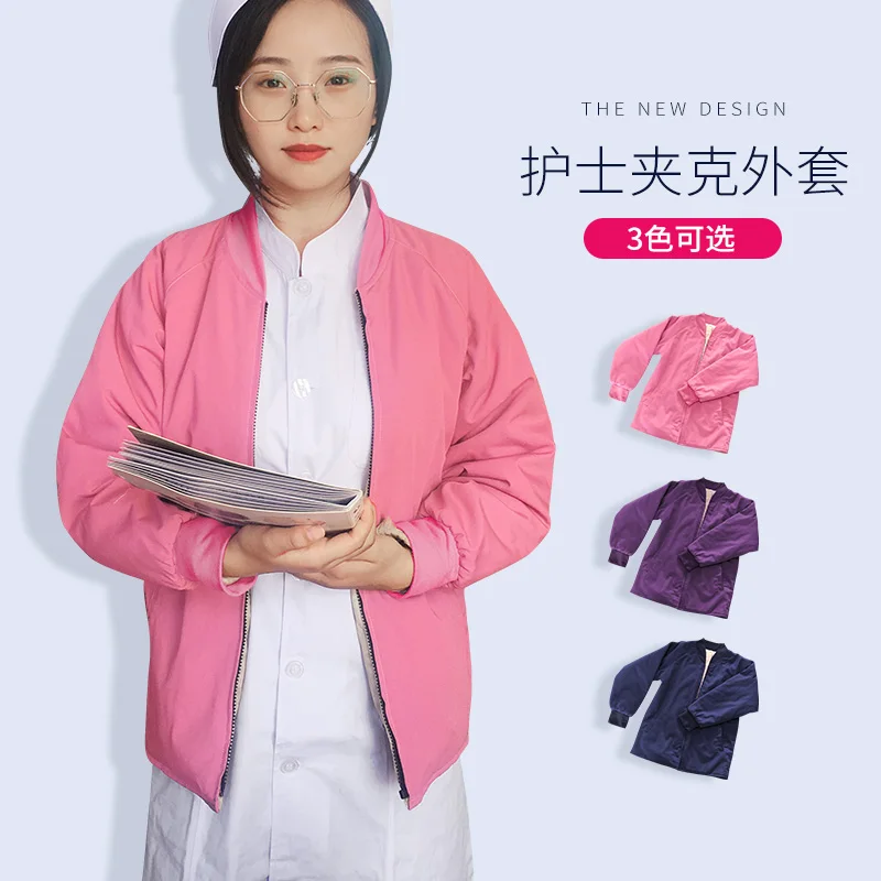 Autumn And Winter Warm Nurse Cotton Padded Coat Nurse Coat Long Sleeve Doctor Suit Nurse Suit Winter Navy Blue Jacket