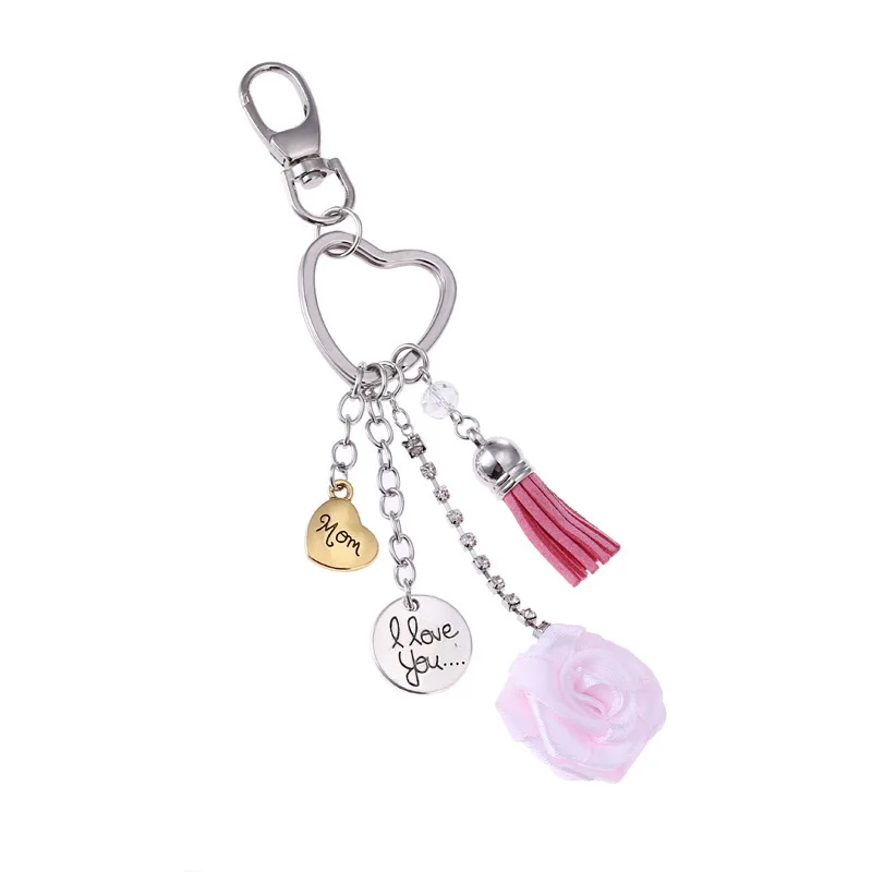 

New Style Foreign Trade Accessories Small Gifts MOTHER'S Day Gift Mom Heart Shape Rose Pendant Couples Friendship Keychain