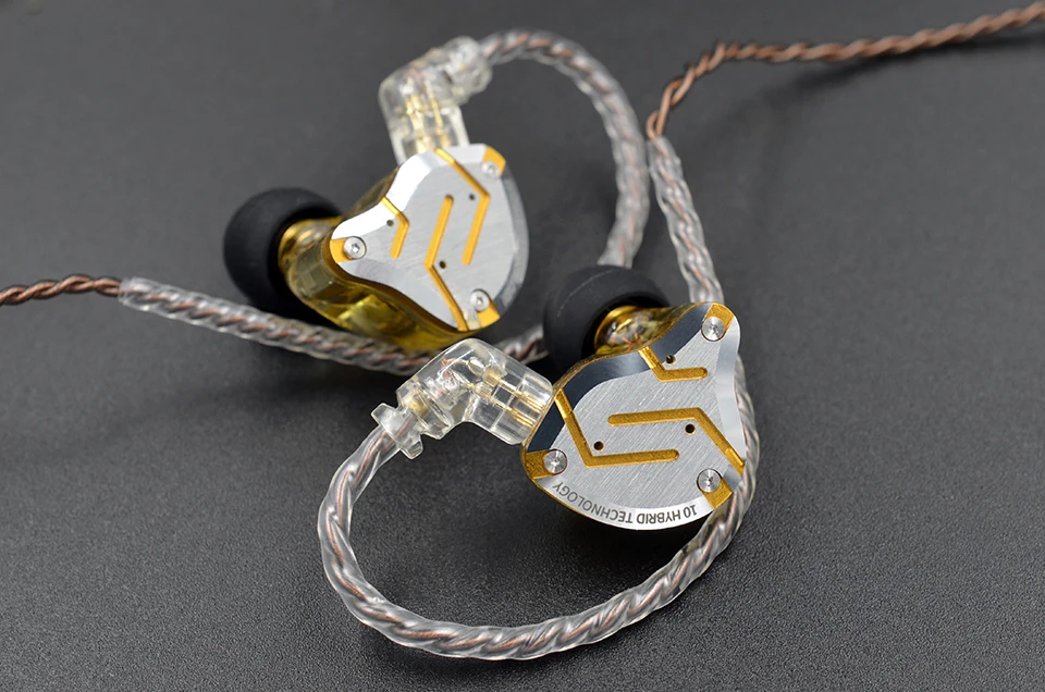 gaming headset pc KZ ZS10 Pro Gold Earphones 4BA+1DD Hybrid 10 drivers HIFI Bass Earbuds In Ear Monitor Headphones Noise Cancelling Metal Headset true wireless earbuds