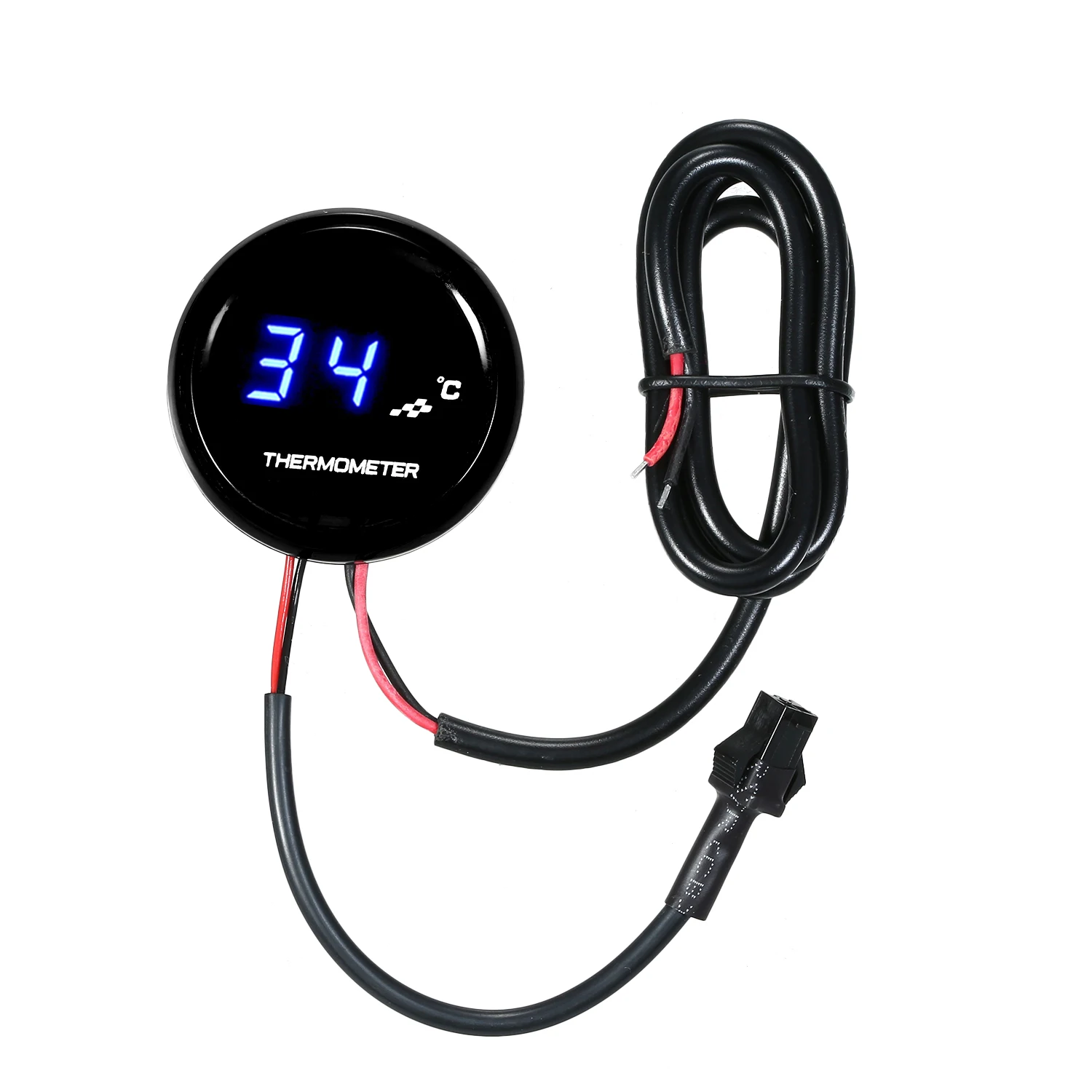 Universal 12v Motorcycle Digital Thermometer Ultrathin Round Water