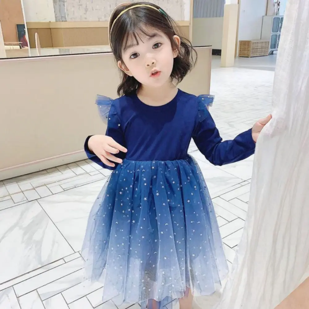 

Korean Girls Net Yarn Dress Children's Sequin Princess Dresses Kids Clothes 2-6 Years
