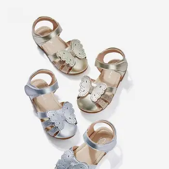 

New Style Little Kids Girls Children Toddler Princiness Sandals Rough Sole Soft Bottom Non-slip Sewing Double Layers Butterfly
