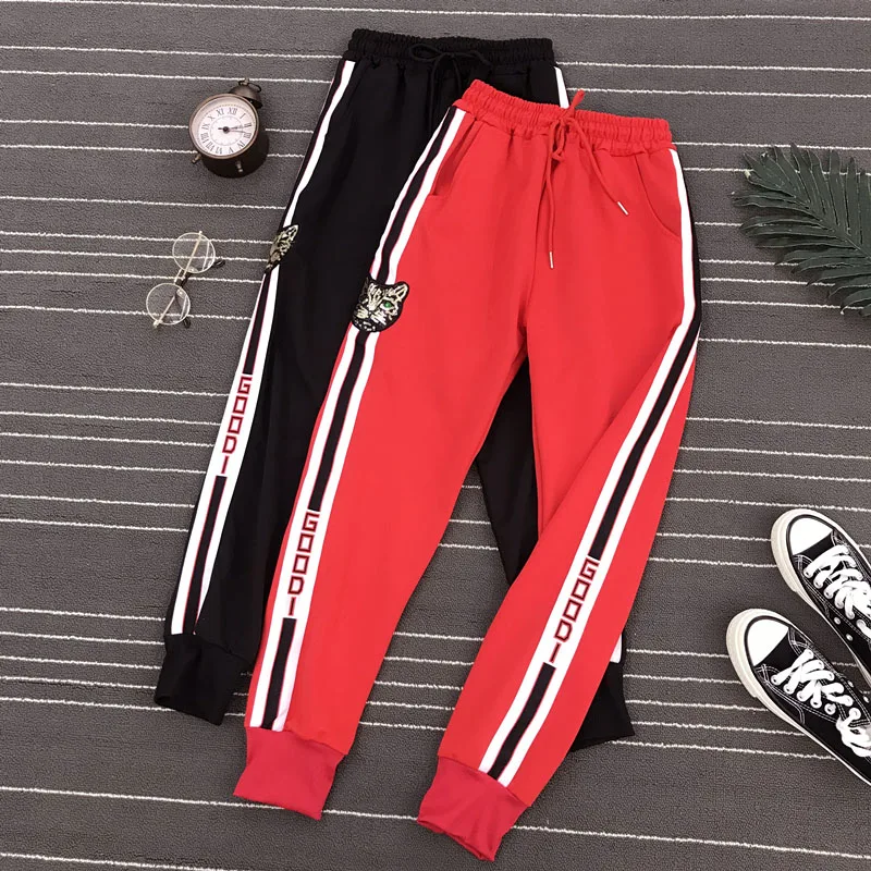 

Women Jogger Pants 2019 New Spring And Autumn Sequin Letter Female Ankle-Length Pants Student Teenager Girls Korean Style N48