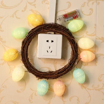 

Creative Easter Rattan Wreath String Lights Battery Operated Lights Decor Lamps in stocks