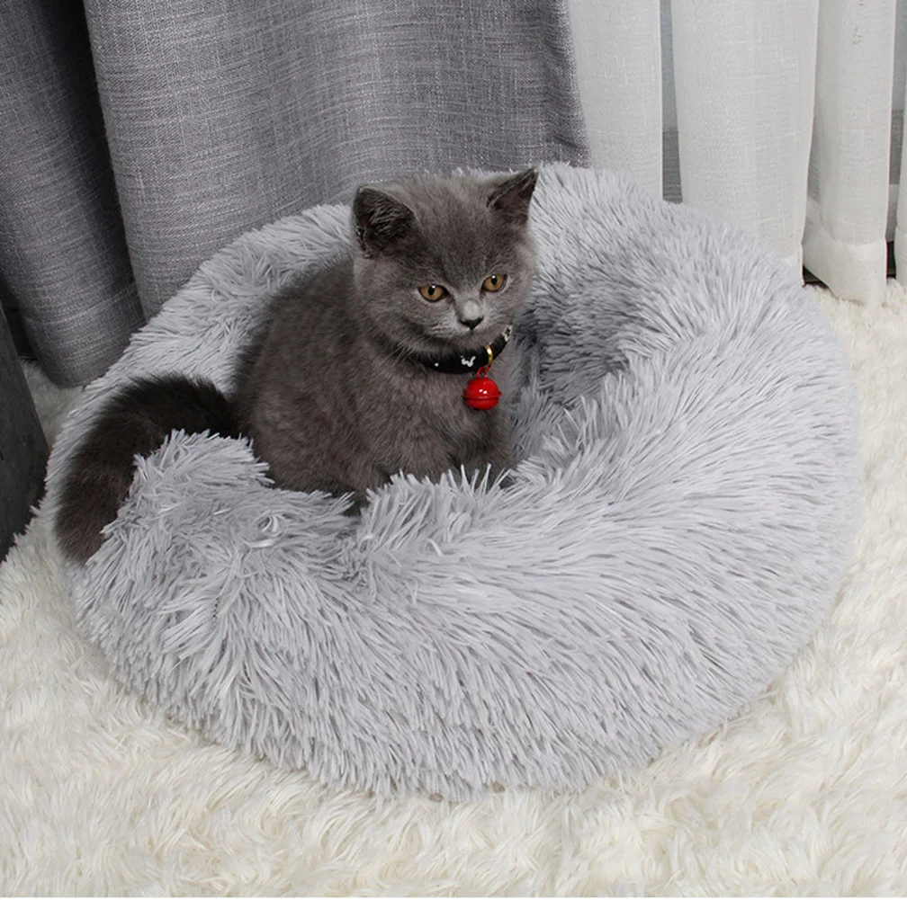 Round Dog Bed Long Plush Pet Kennel Washable Cat House Soft Cotton Mats Sofa For Small Large Dog Chihuahua Dog Basket Pet Bed