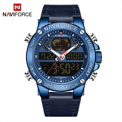 NAVIFORCE новые мужские часы Топ люксовый бренд кожа водонепроницаемые мужские спортивные часы кварцевые аналоговые цифровые часы мужские Relogio Masculino - Цвет: BEBEBE