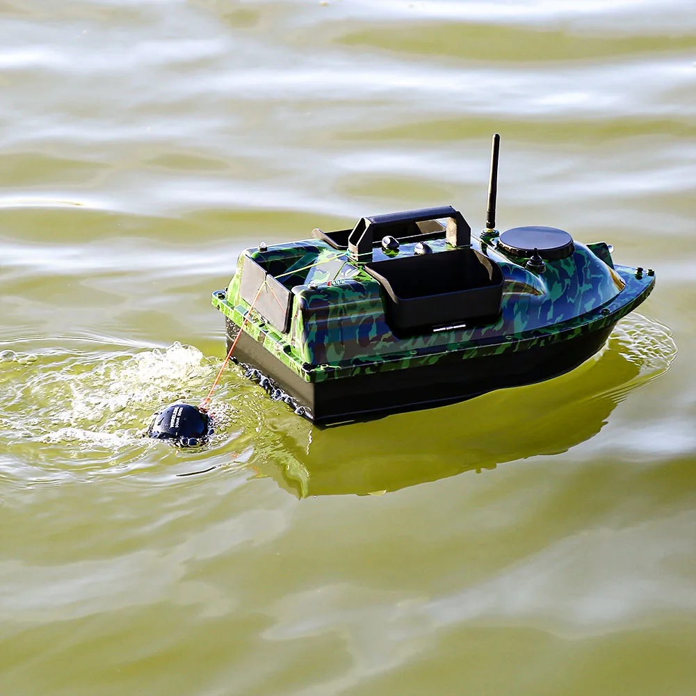VERY100 500M Wireless RC Camo Bait Boat Hook/Bait Post 3 Hoppers 2 Motors,LCD Sensor Fishfinder,Bag,Batteries for Carp Fishing