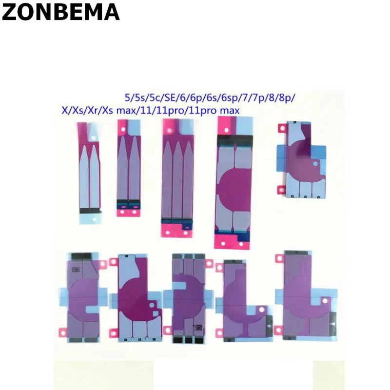ZONBEMA 10pcs Battery Adhesive Sticker for iPhone 5S 5C SE 6 6S 7 8 Plus X XR XS 11 Pro Max Double Tape Pull Trip Glue | Мобильные