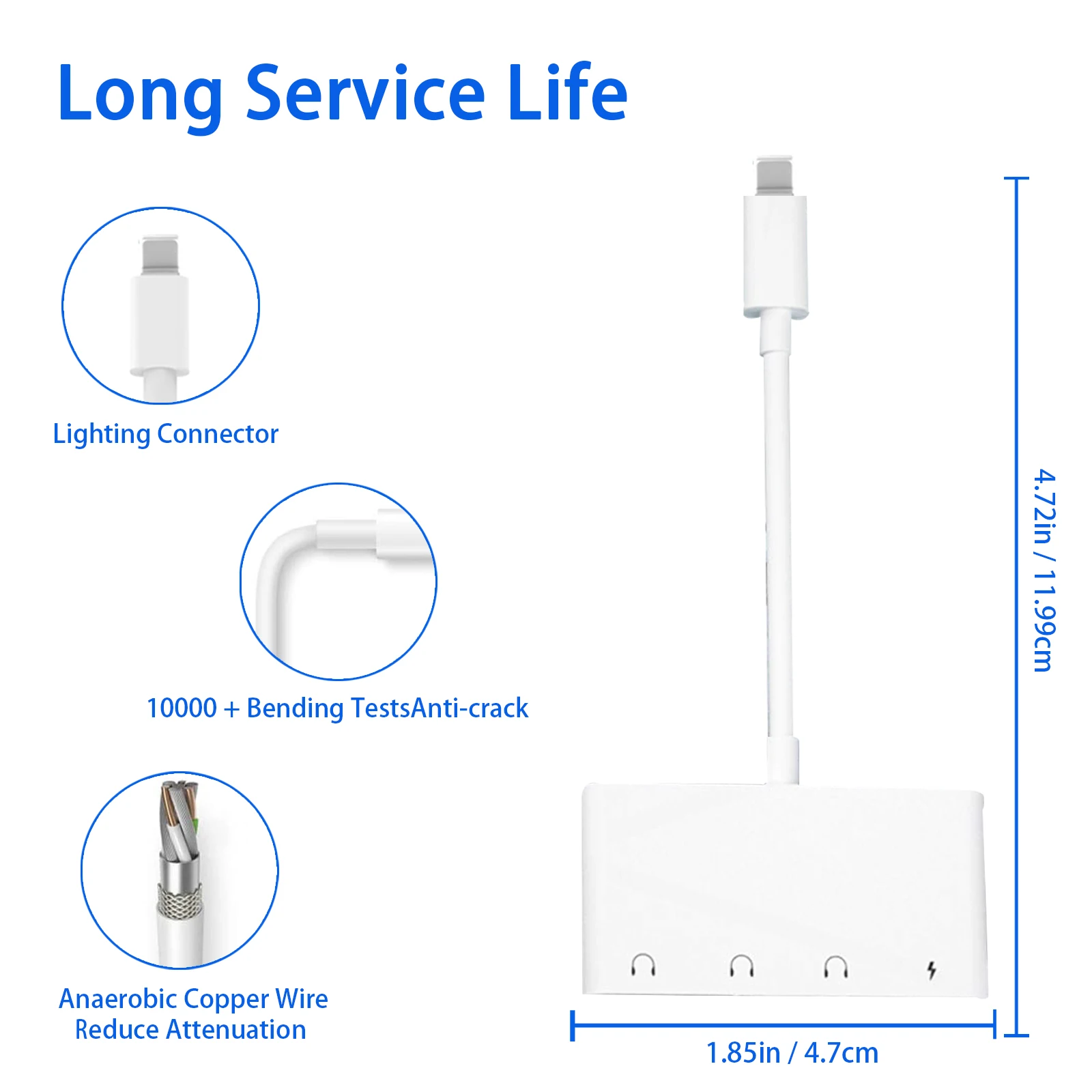Lightning To Headphone Adapter Lightning iPhone to Dual 3.5mm Aux Audio Headphone/Earphone Jack Adapter Charging