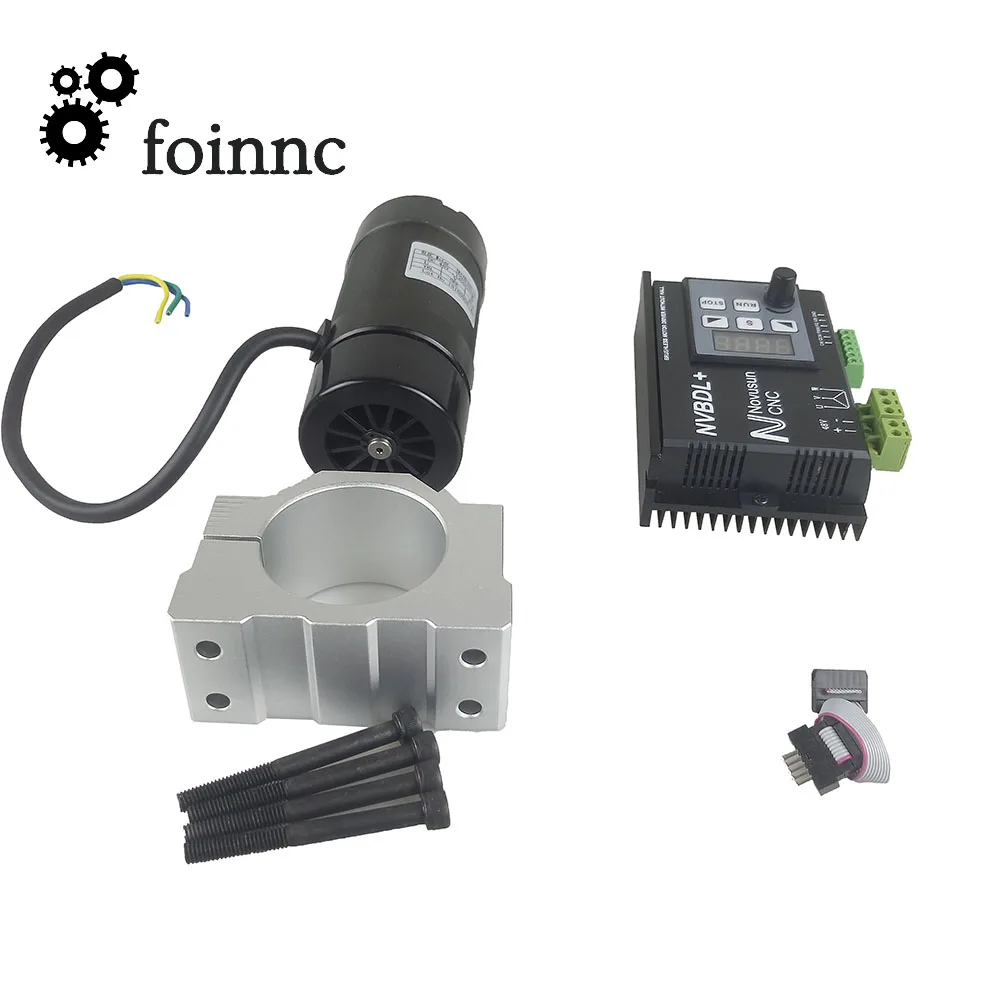 48V Brushless spindle driver Without Hall+55MM Clamp Bracket+400w 12000R ER8 Brushless Spindle Motor with with Screws kit