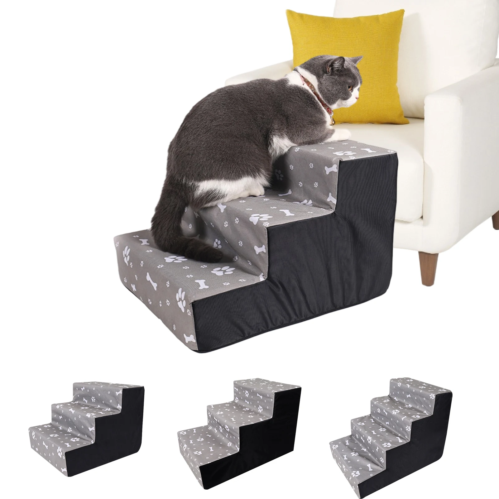 Comfort Pet Stairs 3-Layer/4-Layer Dogs Cats Climbing Ladder Steps Sponge Ladder for Pets Climbing Sofa Or High Beds