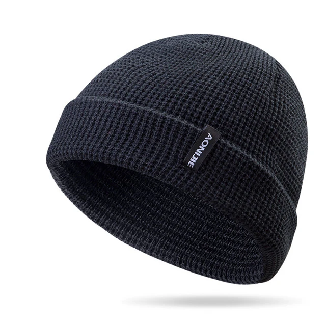Aonijie зимняя теплая спортивная шапка унисекс уличная ветрозащитная вязаная Толстая шапка для кемпинга пешего туризма бега лыжного спорта M27S - Цвет: Black