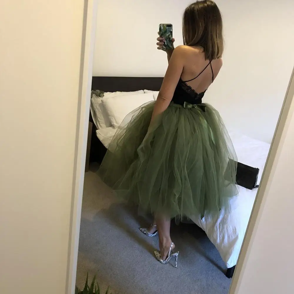 Jupes en tulle vert sur mesure pour femmes, jupe tutu bouffante, jupe courte élégante pour filles, fête High Street