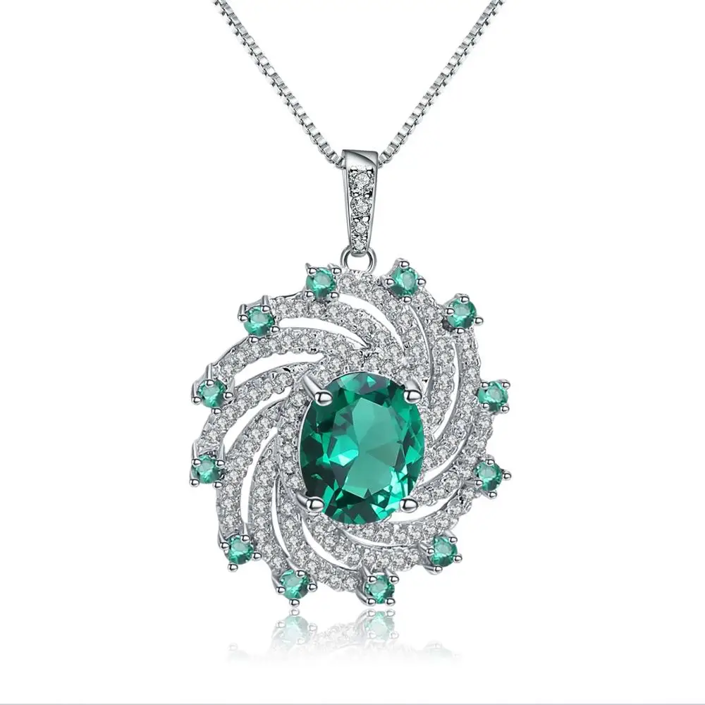 GEM'S балетные костюмы из чистого 925 пробы серебра, классическое ожерелье для женщин, свадебные нано изумрудные зеленые спиральные подвески, ювелирные украшения