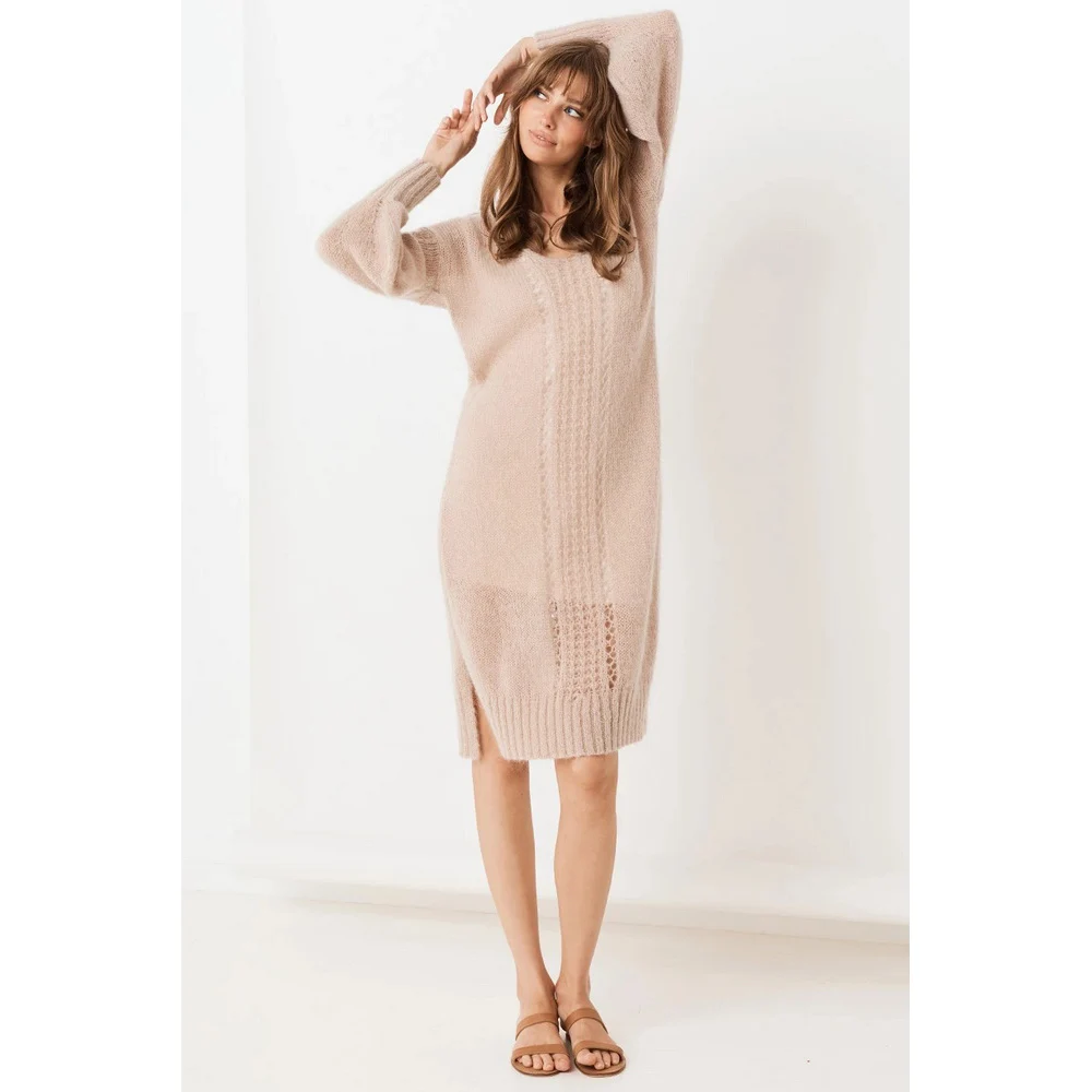 

CALOFE 2019 New Autumn Winter Women Sweater V Neck Pullover Tops Sweaters Solid Color Female Casual Knitted Long Sweater Dress